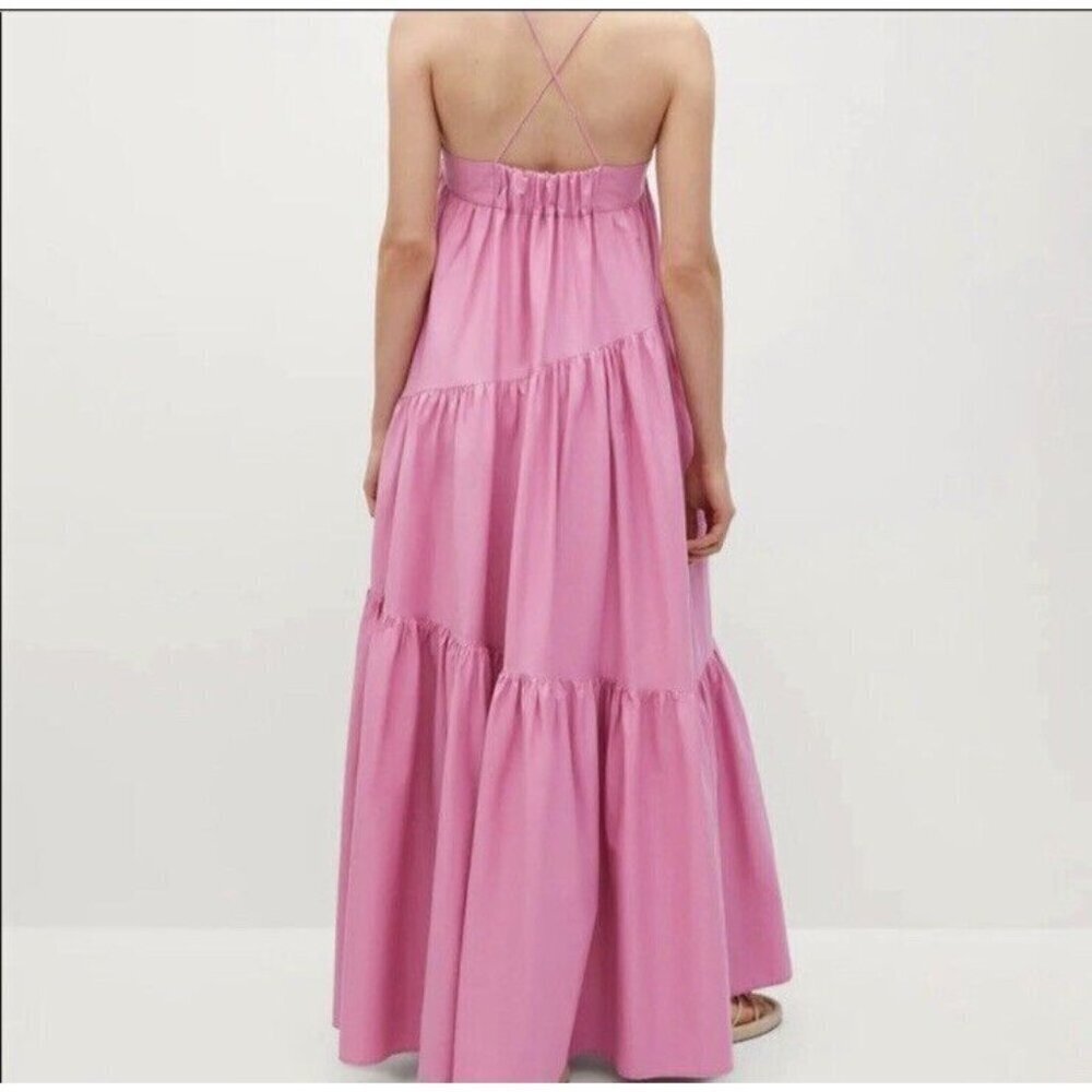 NWT MNG Mango ORGANIC COTTON Pink Sleeveless Parachute Maxi Dress Sz 8 - Picture 4 of 16